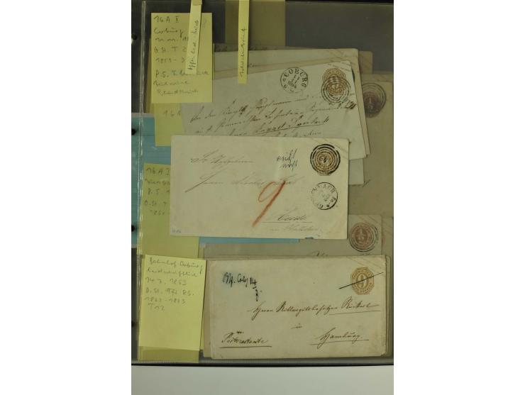 1861/65, große Ganzsachensammlung mit ca. 320 Umschlägen, ungebraucht und gestempelt mit einigen guten Umschlägen u.a. SU1 un