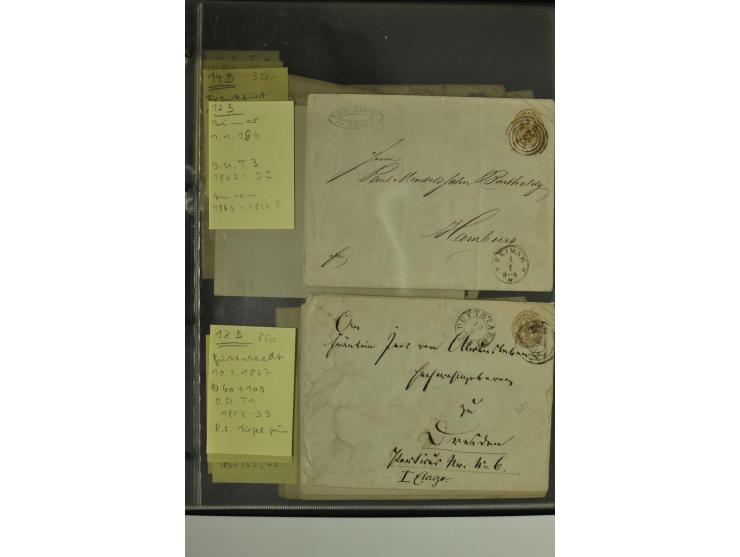 1861/65, große Ganzsachensammlung mit ca. 320 Umschlägen, ungebraucht und gestempelt mit einigen guten Umschlägen u.a. SU1 un