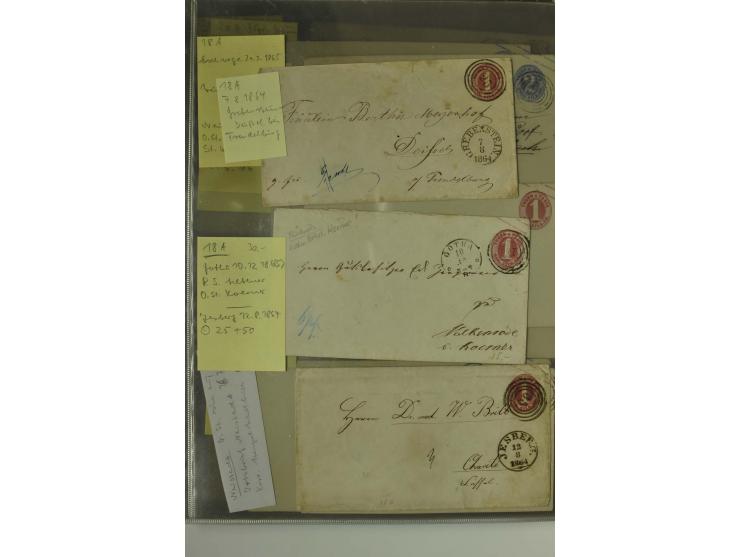 1861/65, große Ganzsachensammlung mit ca. 320 Umschlägen, ungebraucht und gestempelt mit einigen guten Umschlägen u.a. SU1 un