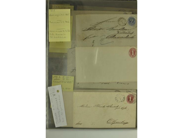 1861/65, große Ganzsachensammlung mit ca. 320 Umschlägen, ungebraucht und gestempelt mit einigen guten Umschlägen u.a. SU1 un