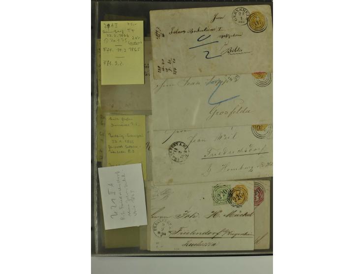 1861/65, große Ganzsachensammlung mit ca. 320 Umschlägen, ungebraucht und gestempelt mit einigen guten Umschlägen u.a. SU1 un