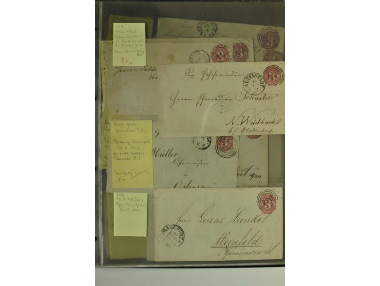 1861/65, große Ganzsachensammlung mit ca. 320 Umschlägen, ungebraucht und gestempelt mit einigen guten Umschlägen u.a. SU1 un