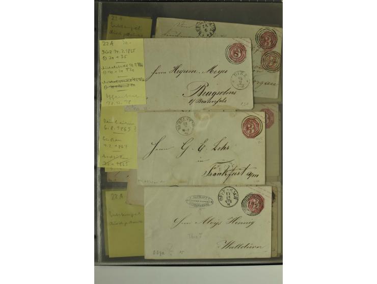 1861/65, große Ganzsachensammlung mit ca. 320 Umschlägen, ungebraucht und gestempelt mit einigen guten Umschlägen u.a. SU1 un