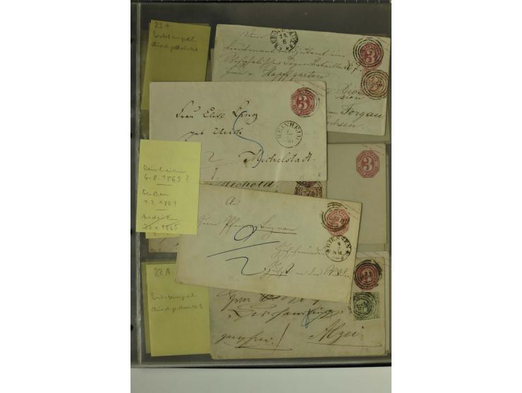 1861/65, große Ganzsachensammlung mit ca. 320 Umschlägen, ungebraucht und gestempelt mit einigen guten Umschlägen u.a. SU1 un