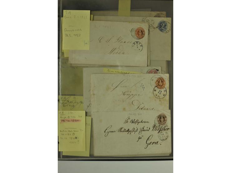 1861/65, große Ganzsachensammlung mit ca. 320 Umschlägen, ungebraucht und gestempelt mit einigen guten Umschlägen u.a. SU1 un
