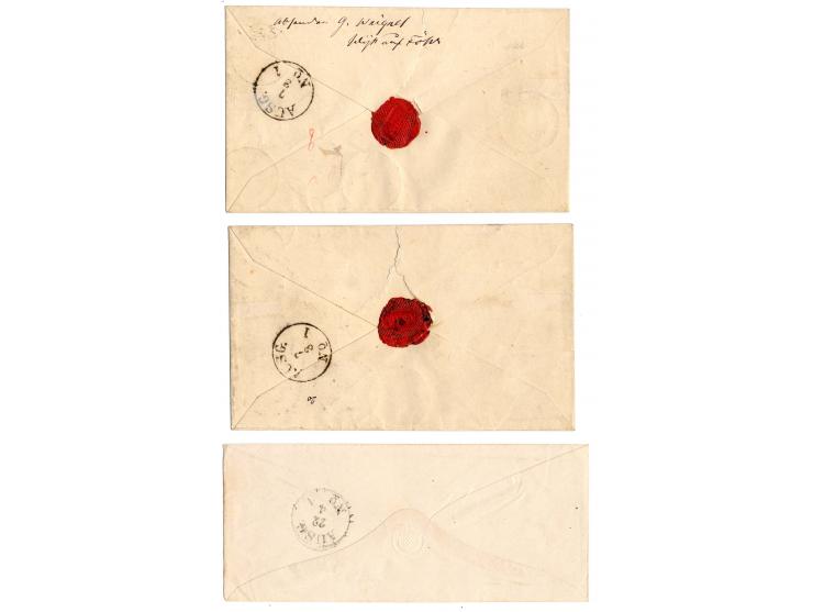 1872/74, Brustschile, 8 Briefe und Karten, dabei 2 Paketbegleitbriefe und 1 Karte, Vierfarben-Frankatur etc.