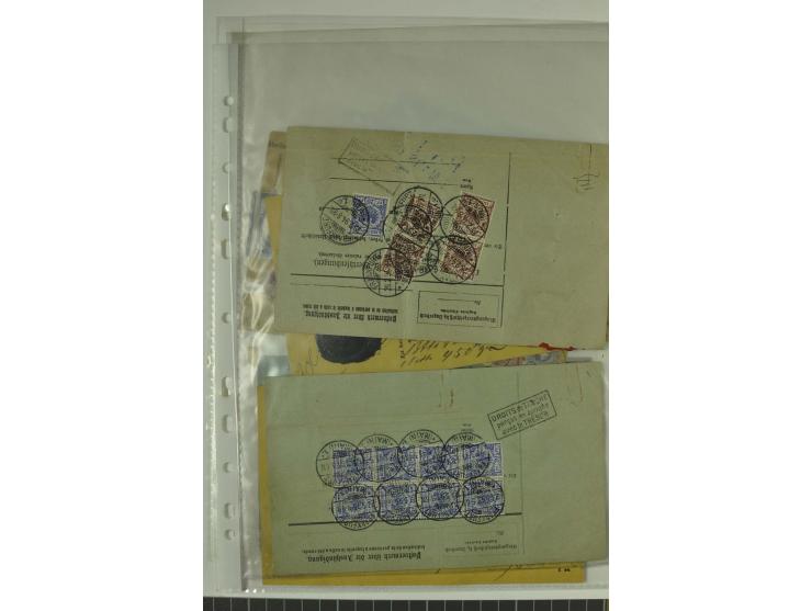 1874/95, 55 Auslandspaketkarten mit diversen Frankaturen ab Brustschild bis Krone/Adler, dabei viele Mischfrankaturen mit Inn