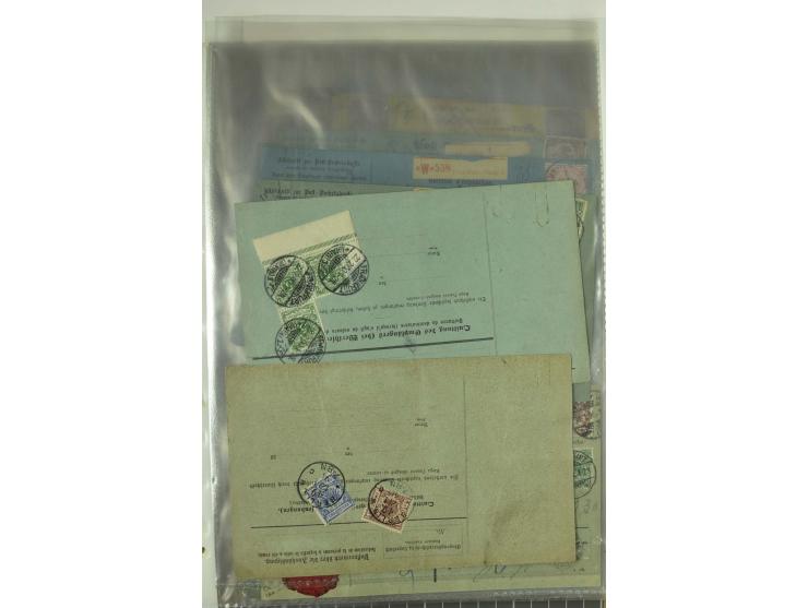 1874/95, 55 Auslandspaketkarten mit diversen Frankaturen ab Brustschild bis Krone/Adler, dabei viele Mischfrankaturen mit Inn