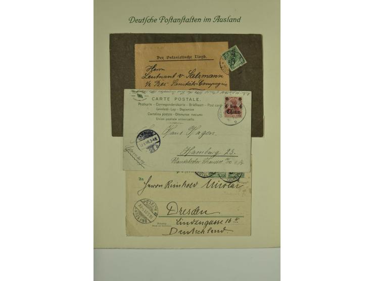 1889/1919, überwiegend gestempelte Sammlung mit Vorläufern, Mitläufern, Briefstücken, Briefen, Karten und Ganzsachen (u.a. V4