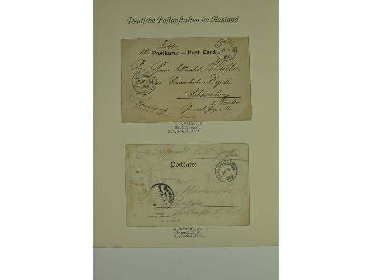 1889/1919, überwiegend gestempelte Sammlung mit Vorläufern, Mitläufern, Briefstücken, Briefen, Karten und Ganzsachen (u.a. V4