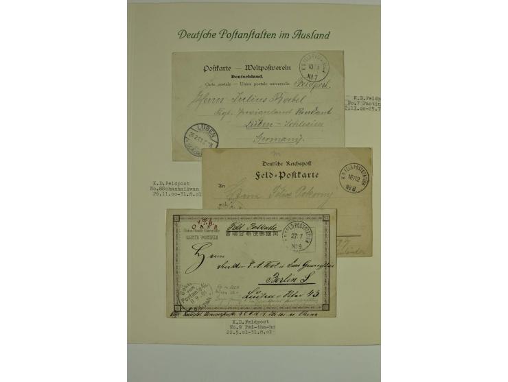 1889/1919, überwiegend gestempelte Sammlung mit Vorläufern, Mitläufern, Briefstücken, Briefen, Karten und Ganzsachen (u.a. V4