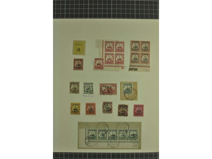 1890/1919, ungebrauchte und gestempelte Sammlung mit u.a. Mi.-Nr. 19 auf Brief, Stempelteil mit u.a. JUKADAMA, MORA, UKOKO et