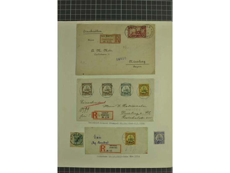 1890/1919, ungebrauchte und gestempelte Sammlung mit u.a. Mi.-Nr. 19 auf Brief, Stempelteil mit u.a. JUKADAMA, MORA, UKOKO et