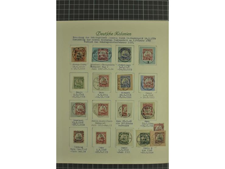 1890/1919, ungebrauchte und gestempelte Sammlung mit u.a. Mi.-Nr. 19 auf Brief, Stempelteil mit u.a. JUKADAMA, MORA, UKOKO et