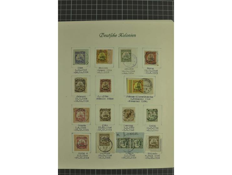1890/1919, ungebrauchte und gestempelte Sammlung mit u.a. Mi.-Nr. 19 auf Brief, Stempelteil mit u.a. JUKADAMA, MORA, UKOKO et