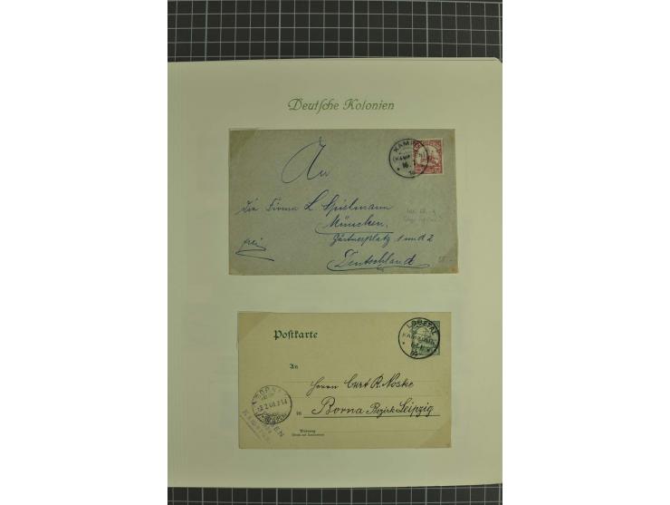 1890/1919, ungebrauchte und gestempelte Sammlung mit u.a. Mi.-Nr. 19 auf Brief, Stempelteil mit u.a. JUKADAMA, MORA, UKOKO et