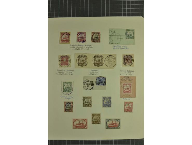 1890/1919, ungebrauchte und gestempelte Sammlung mit u.a. Mi.-Nr. 19 auf Brief, Stempelteil mit u.a. JUKADAMA, MORA, UKOKO et