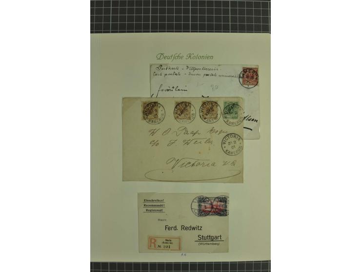 1890/1919, ungebrauchte und gestempelte Sammlung mit u.a. Mi.-Nr. 19 auf Brief, Stempelteil mit u.a. JUKADAMA, MORA, UKOKO et
