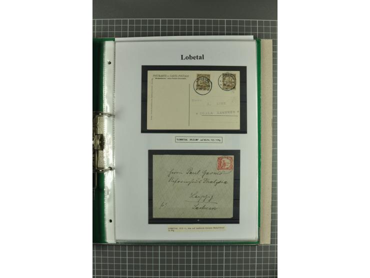 ABONG-MBANG bis VIKTORIA, sehr interessante Stempel-Sammlung auf Briefen, Karten, Briefstücken und 2 losen Marken, dabei viel