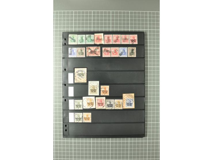 1915/19, interessante Stempelsammlung von Alt-Auz bis Wolkoyski auf losen Marken und Briefstücken, dabei auch diverse Besonde