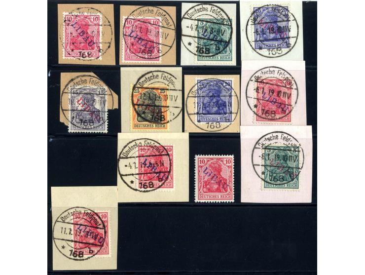 1919, kleine Partie von 12 Werten, meist auf Briefstücken, dabei u.a. Mi.-Nr. 4Bb/a und 5Bb, meist sign. Schlegel BPP 