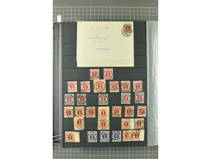 1920/39, gestempelte reichhaltige Sammlung mit u.a. Mi.-Nr. 29II, 32-40, 43II, 100Xa, Porto, Dienst, Port Gdansk, Vorläufer, 