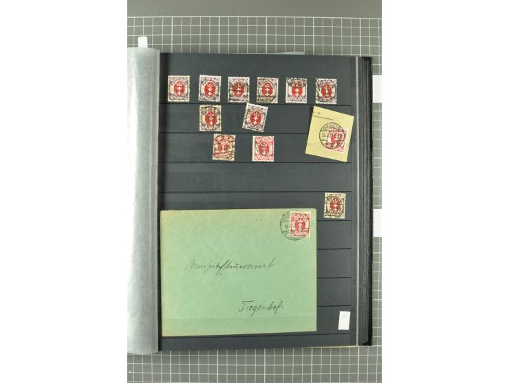 1920/39, gestempelte reichhaltige Sammlung mit u.a. Mi.-Nr. 29II, 32-40, 43II, 100Xa, Porto, Dienst, Port Gdansk, Vorläufer, 