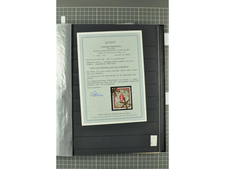 1920/39, gestempelte reichhaltige Sammlung mit u.a. Mi.-Nr. 29II, 32-40, 43II, 100Xa, Porto, Dienst, Port Gdansk, Vorläufer, 