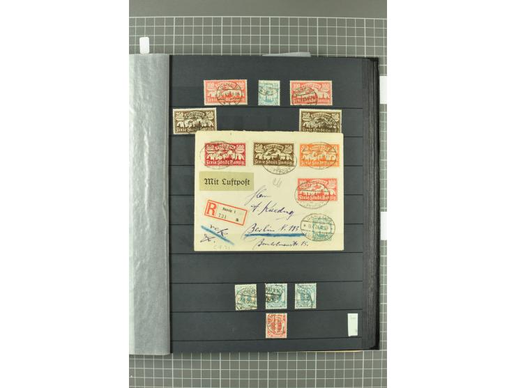1920/39, gestempelte reichhaltige Sammlung mit u.a. Mi.-Nr. 29II, 32-40, 43II, 100Xa, Porto, Dienst, Port Gdansk, Vorläufer, 