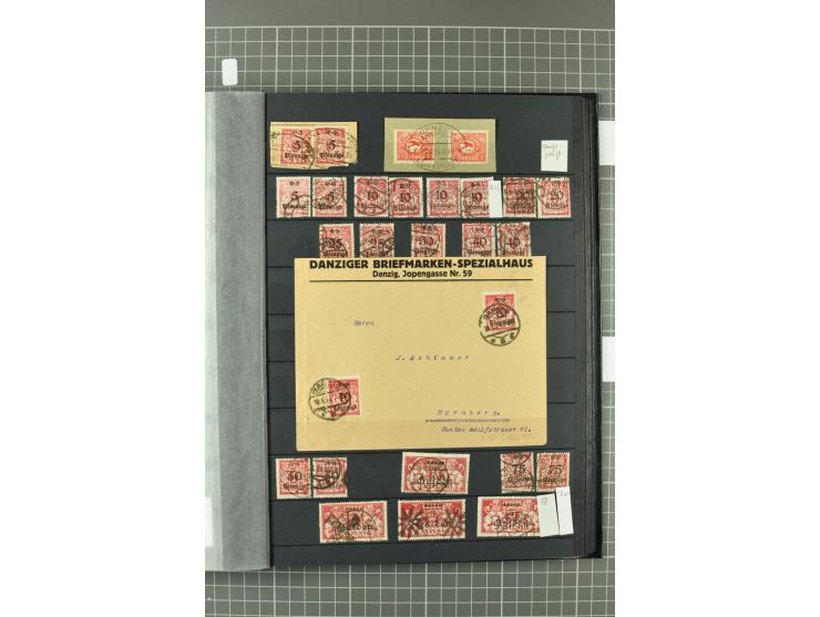 1920/39, gestempelte reichhaltige Sammlung mit u.a. Mi.-Nr. 29II, 32-40, 43II, 100Xa, Porto, Dienst, Port Gdansk, Vorläufer, 