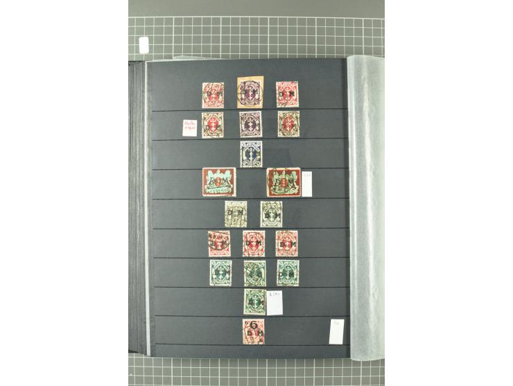 1920/39, gestempelte reichhaltige Sammlung mit u.a. Mi.-Nr. 29II, 32-40, 43II, 100Xa, Porto, Dienst, Port Gdansk, Vorläufer, 
