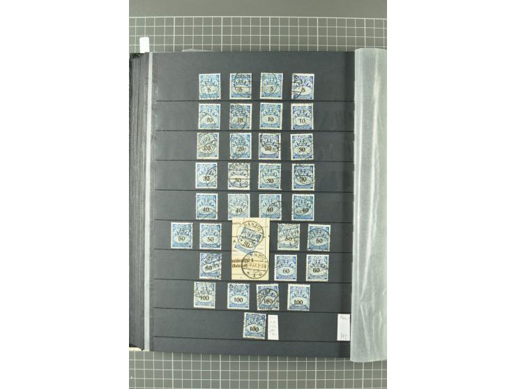 1920/39, gestempelte reichhaltige Sammlung mit u.a. Mi.-Nr. 29II, 32-40, 43II, 100Xa, Porto, Dienst, Port Gdansk, Vorläufer, 