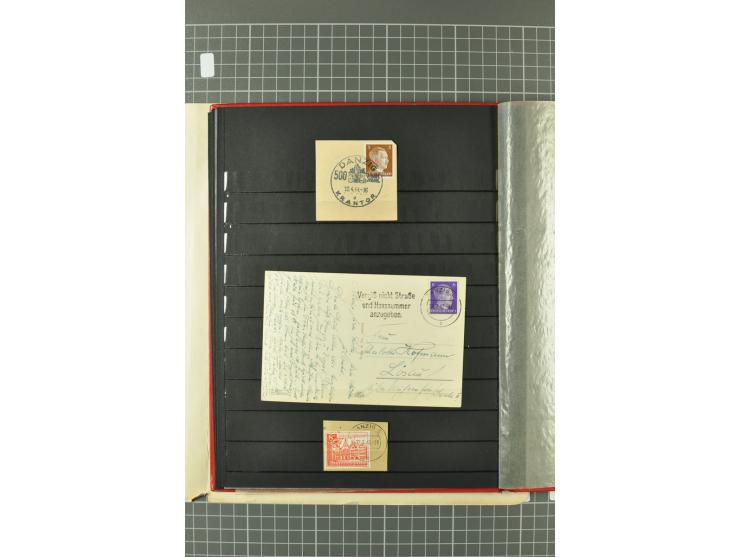 1920/39, gestempelte reichhaltige Sammlung mit u.a. Mi.-Nr. 29II, 32-40, 43II, 100Xa, Porto, Dienst, Port Gdansk, Vorläufer, 