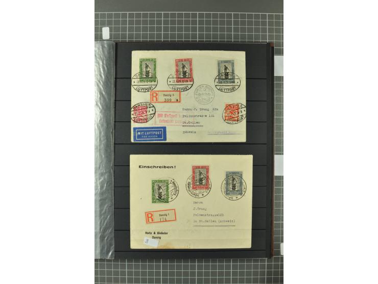 1920/39, gestempelte reichhaltige Sammlung mit u.a. Mi.-Nr. 29II, 32-40, 43II, 100Xa, Porto, Dienst, Port Gdansk, Vorläufer, 