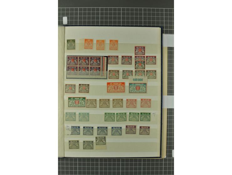1920/39, gestempelte reichhaltige Sammlung mit u.a. Mi.-Nr. 29II, 32-40, 43II, 100Xa, Porto, Dienst, Port Gdansk, Vorläufer, 