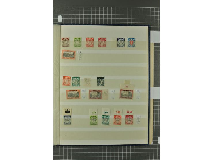1920/39, gestempelte reichhaltige Sammlung mit u.a. Mi.-Nr. 29II, 32-40, 43II, 100Xa, Porto, Dienst, Port Gdansk, Vorläufer, 