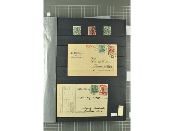 1920/39, gestempelte reichhaltige Sammlung mit u.a. Mi.-Nr. 29II, 32-40, 43II, 100Xa, Porto, Dienst, Port Gdansk, Vorläufer, 
