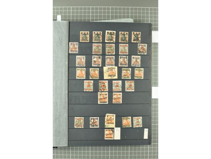 1920/39, gestempelte reichhaltige Sammlung mit u.a. Mi.-Nr. 29II, 32-40, 43II, 100Xa, Porto, Dienst, Port Gdansk, Vorläufer, 