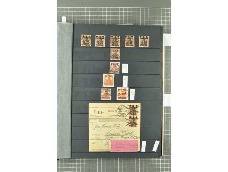 1920/39, gestempelte reichhaltige Sammlung mit u.a. Mi.-Nr. 29II, 32-40, 43II, 100Xa, Porto, Dienst, Port Gdansk, Vorläufer, 