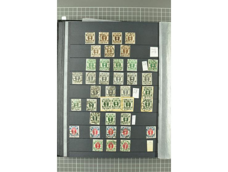 1920/39, gestempelte reichhaltige Sammlung mit u.a. Mi.-Nr. 29II, 32-40, 43II, 100Xa, Porto, Dienst, Port Gdansk, Vorläufer, 