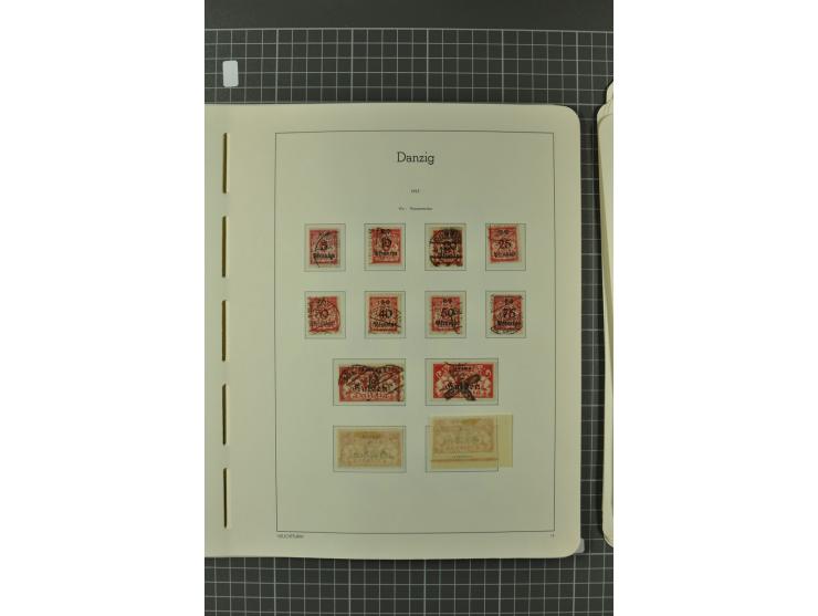1920/39, ungebrauchte und gestempelte Sammlung mit u.a. Mi.-Nr. 28II, 32-40, 47-49, dienst, Porto und Port Gdansk, 5 Fotoatte
