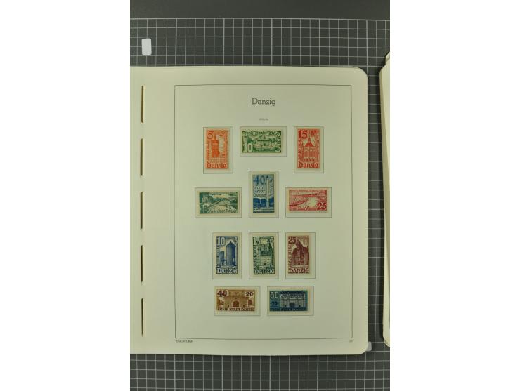 1920/39, ungebrauchte und gestempelte Sammlung mit u.a. Mi.-Nr. 28II, 32-40, 47-49, dienst, Porto und Port Gdansk, 5 Fotoatte