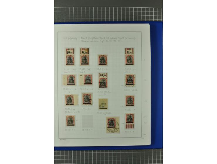 1920, "Sarre" auf Germania, postfrische, ungebrauchte und gestempelte, stark spezialisierte Sammlung mit u.a. Mi.-Nr. 1II, 1I