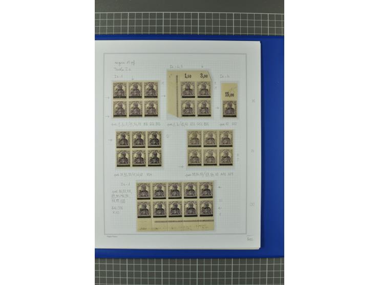 1920, "Sarre" auf Germania, postfrische, ungebrauchte und gestempelte, stark spezialisierte Sammlung mit u.a. Mi.-Nr. 1II, 1I