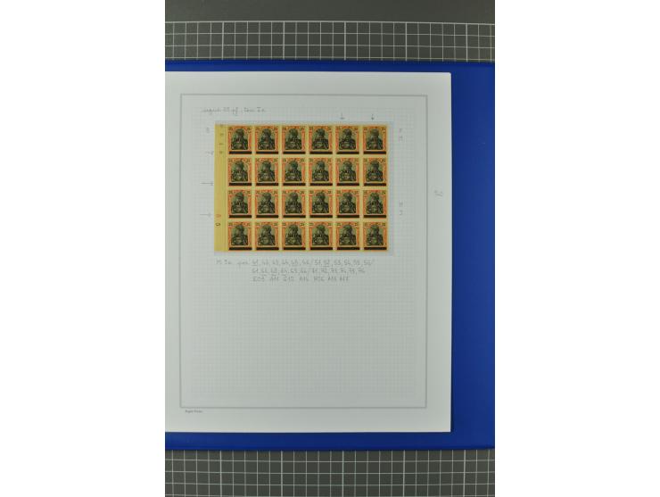 1920, "Sarre" auf Germania, postfrische, ungebrauchte und gestempelte, stark spezialisierte Sammlung mit u.a. Mi.-Nr. 1II, 1I