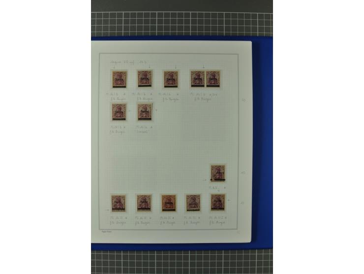 1920, "Sarre" auf Germania, postfrische, ungebrauchte und gestempelte, stark spezialisierte Sammlung mit u.a. Mi.-Nr. 1II, 1I