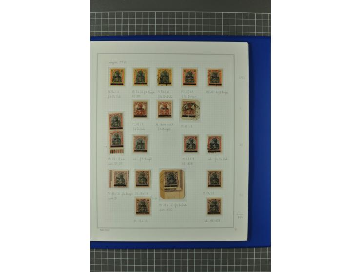 1920, "Sarre" auf Germania, postfrische, ungebrauchte und gestempelte, stark spezialisierte Sammlung mit u.a. Mi.-Nr. 1II, 1I