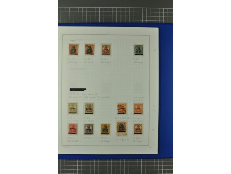 1920, "Sarre" auf Germania, postfrische, ungebrauchte und gestempelte, stark spezialisierte Sammlung mit u.a. Mi.-Nr. 1II, 1I