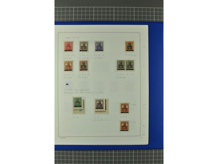 1920, "Sarre" auf Germania, postfrische, ungebrauchte und gestempelte, stark spezialisierte Sammlung mit u.a. Mi.-Nr. 1II, 1I