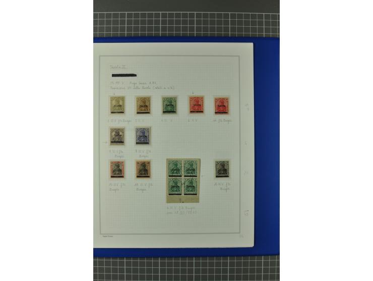 1920, "Sarre" auf Germania, postfrische, ungebrauchte und gestempelte, stark spezialisierte Sammlung mit u.a. Mi.-Nr. 1II, 1I